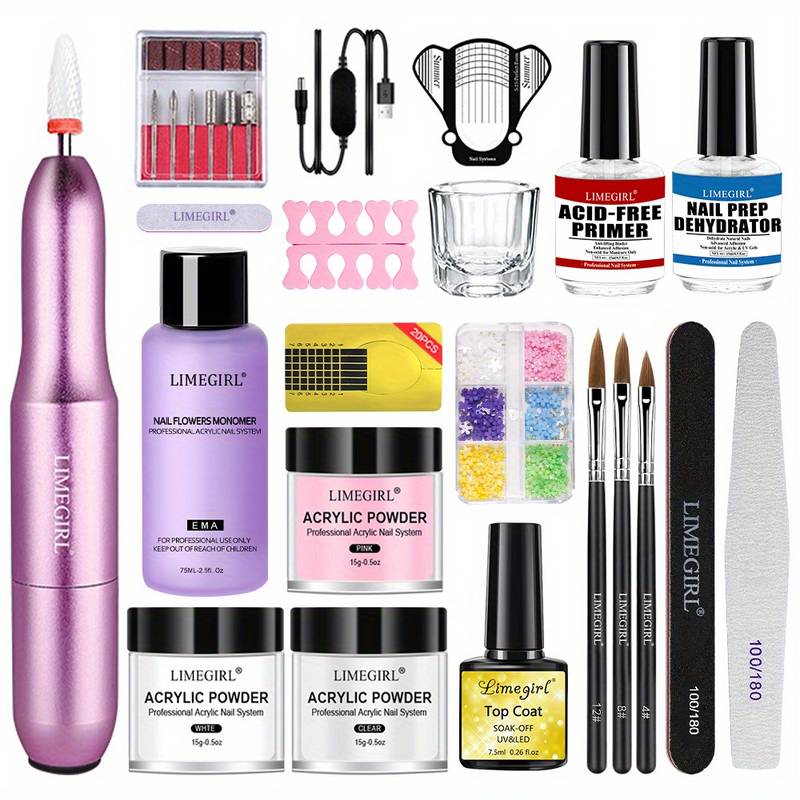Acrylic Kit With Drill - Acrylic Powder And Monomer Liquid Set Professional  Kit Acrylic Set With Everything For Beginners Acrylic Primer Brush For